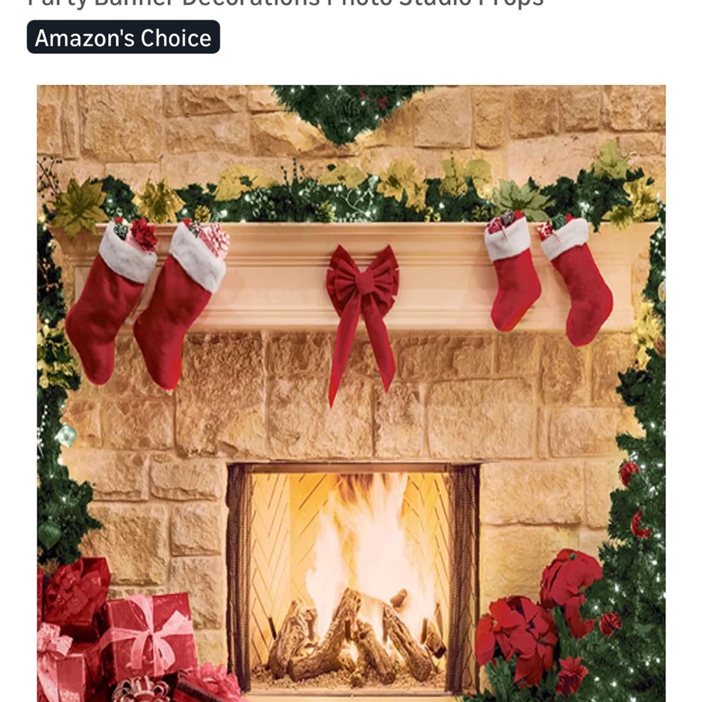 Allenjoy 6x6 ft Christmas Fireplace Backdrop Photography Background new